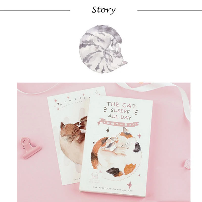 30 шт./лот мультяшная кавайная Толстая кошка открытка Мини открытки Кот спит весь