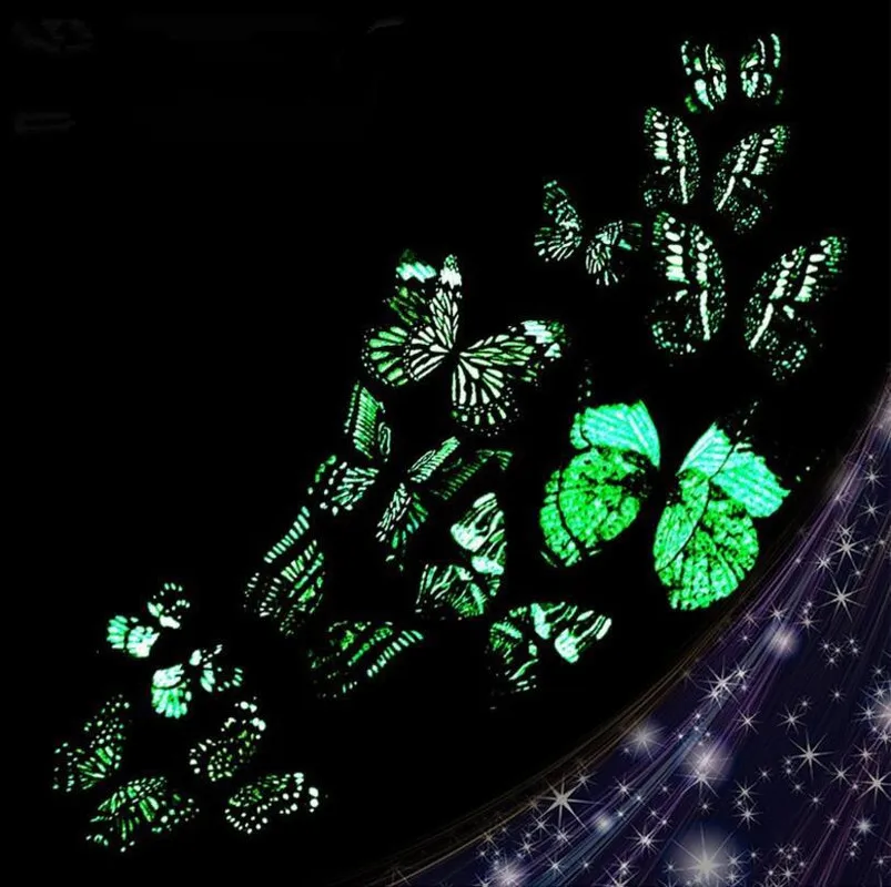 Светящиеся магниты на холодильник 12 шт. 3D дизайн бабочки Переводные