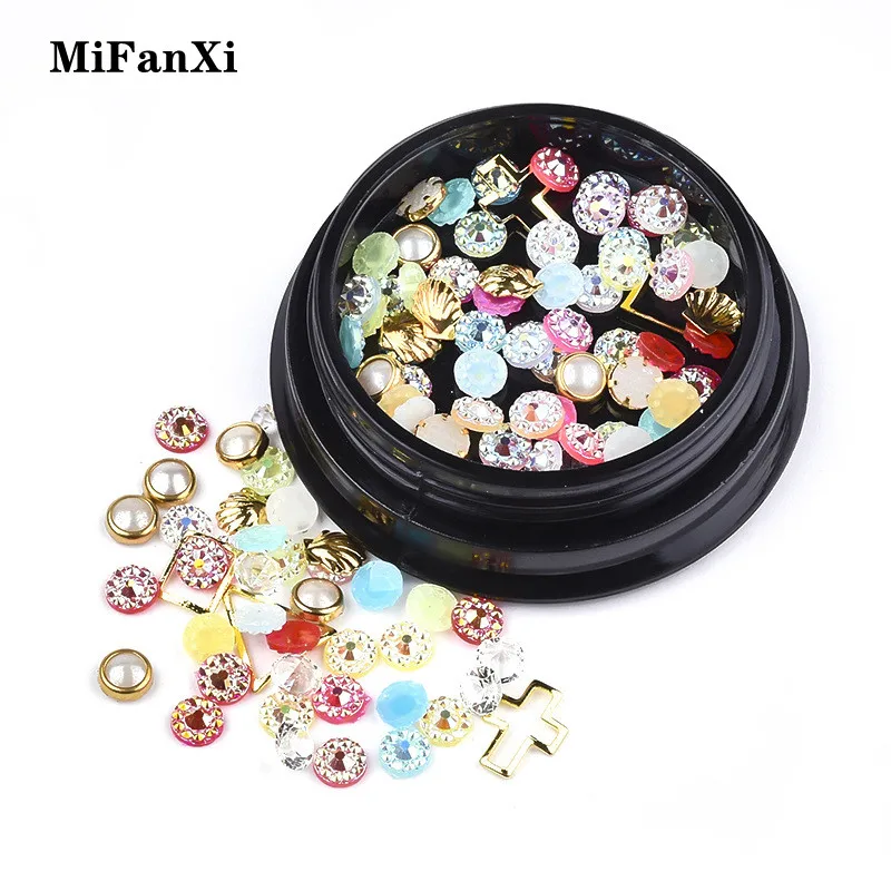 

6 Styles Nail Art Rhinestone Rivet Slice Shell Metal Irregular Flakes Geometric Shape Pattern Hollow Manicure Decorations