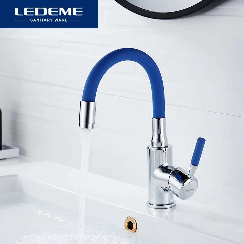 Смеситель для раковины в ванной LEDEME крепление на раковину одно отверстие