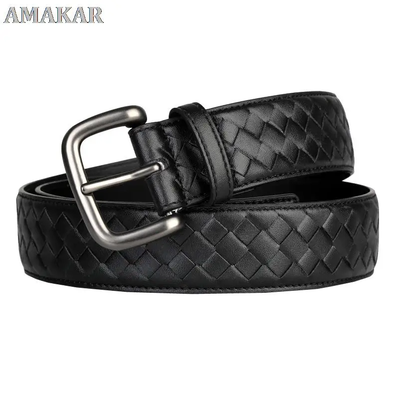 

Western Hand Brided Black Coffee Blue Leather Pin Buckle Men Belt Fashion Jeans Causal Pants Belt.