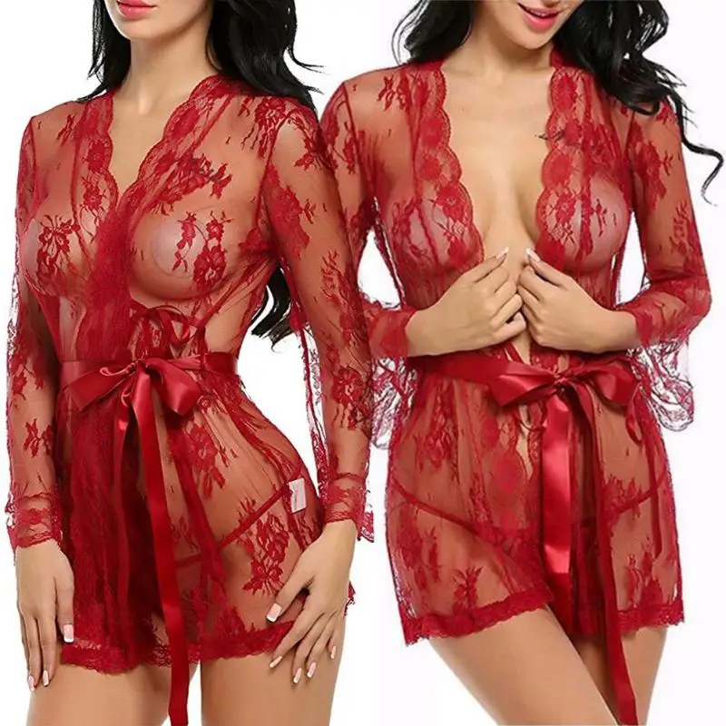 Сексуальное эротическое кружевное ночное белье женское прозрачная комбинация |