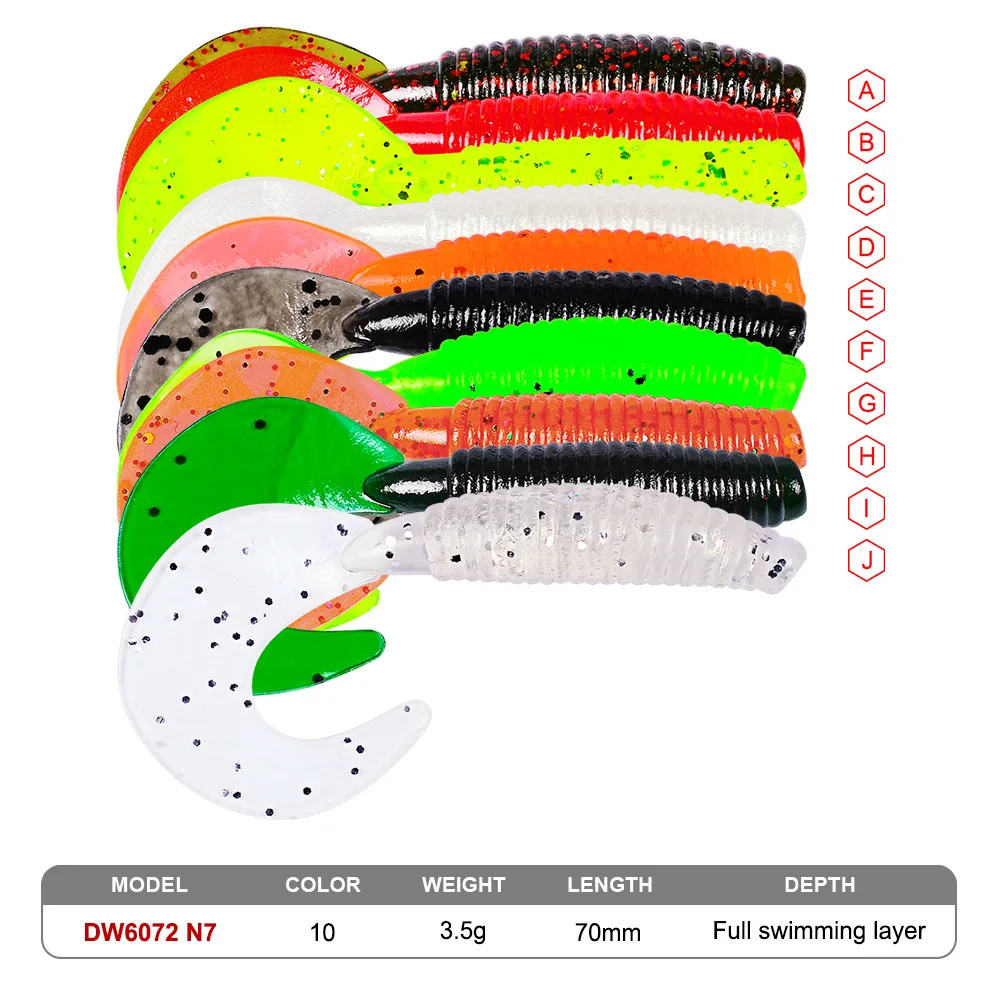 

10Pcs 3.5g 7cm Soft Plastic Big Fishing Lure Worms Swimbaits Sea Carp Bass Artificial Silicone Fishing Baits