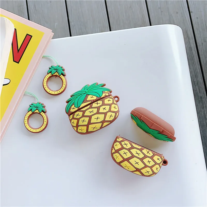 

3D Pineapple Cartoon Case for Airpods Pro Cute Silicone Accessories Bluetooth Earphone Protective Cover for AirPod Pro with Ring