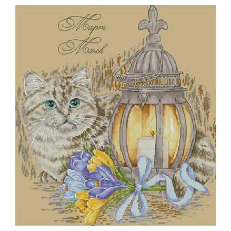 

Набор для вышивки «сделай сам», набор «Кот и лампа» для вышивки крестом 11CT 14CT 18CT, оптовая продажа