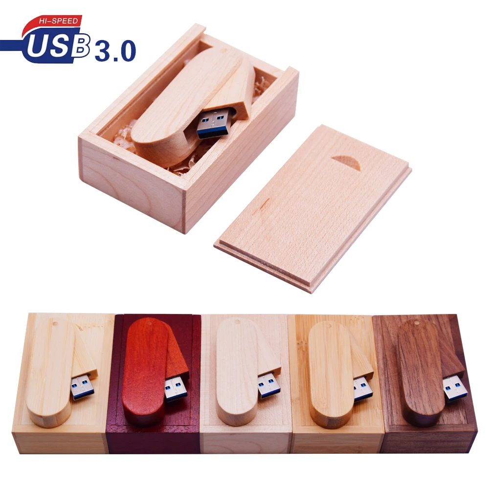 Новейший вращающийся деревянный USB флеш накопитель 8 Гб 16 Флешка 32 64 3 0 (более 10 шт.