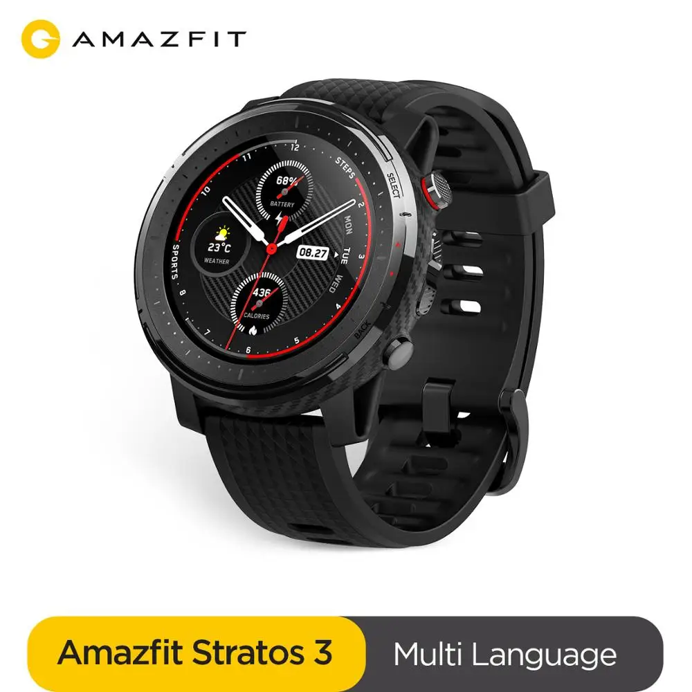 Оригинал Amazfit Stratos 3 GPS smartwatch 5ATM Bluetooth Музыка Пульс ГЛОНАСС Beidou 14 дней батарея для