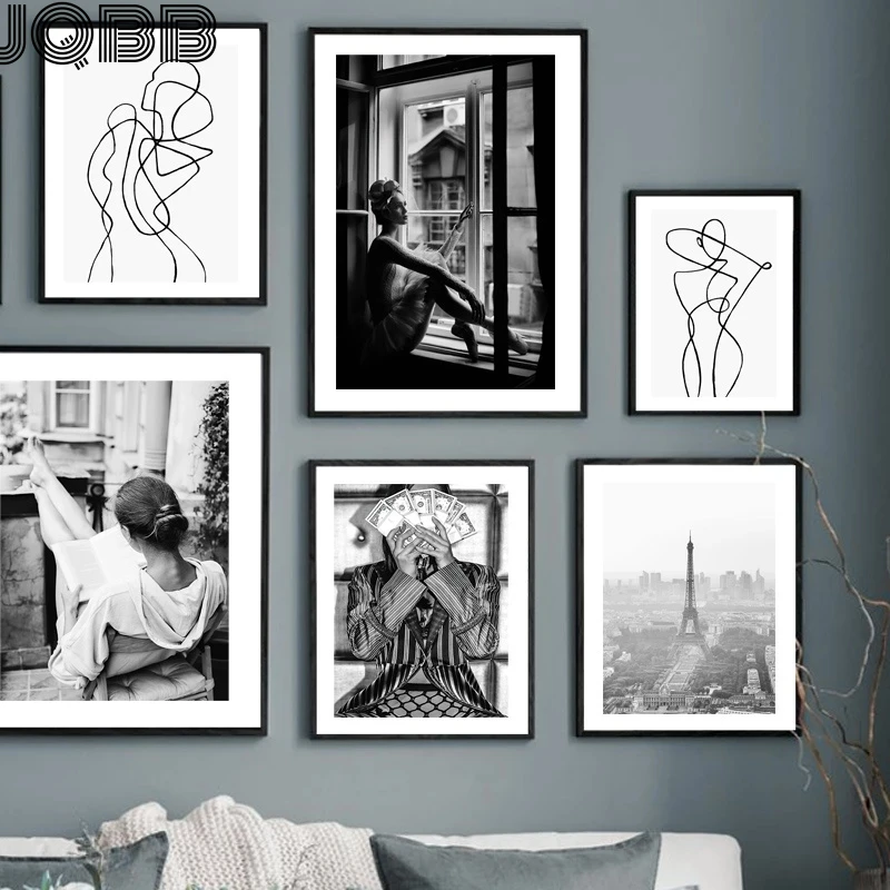 

Paris Woman Read Money Shop Window Model Wall Art Canvas Painting Nordic Posters And Prints Wall Pictures For Living Room Decor