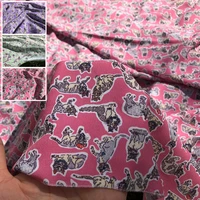 50x146cm cartoon printed polyester fabric cloth factory cat printed shirt dress sewing clothing handmade diy wholesale fabric