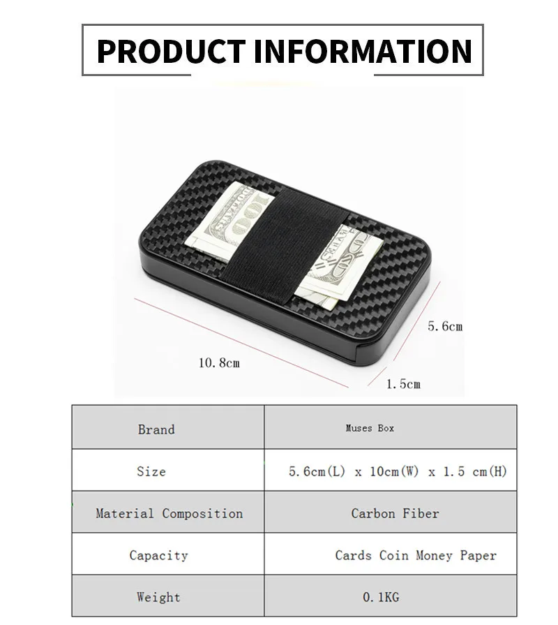 Тонкий мужской кошелек из углеродного волокна 2020 тонкий кредитный держатель для