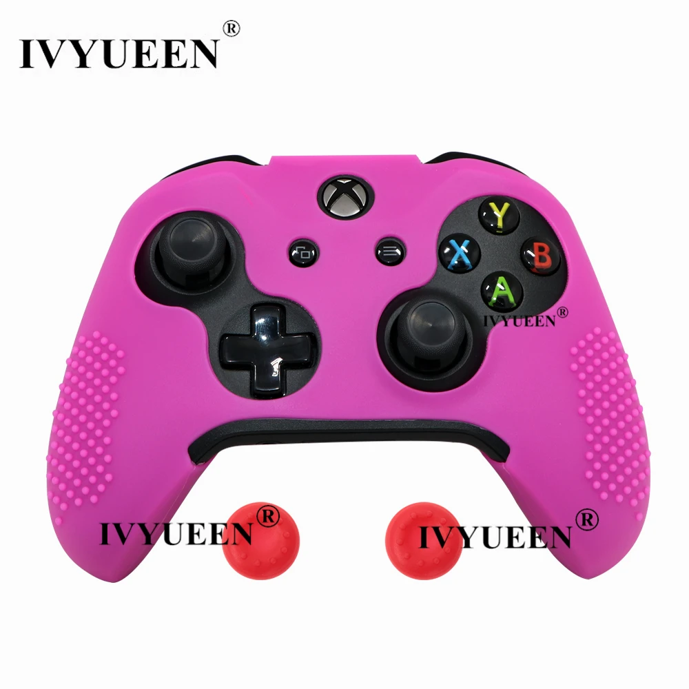 Розово-красный IVYUEEN Противоскользящий силиконовый чехол для microsoft Xbox One X S тонкий защитный чехол для контроллера с захватами для большого пальца-12 цветов - Цвет: Розово-красный