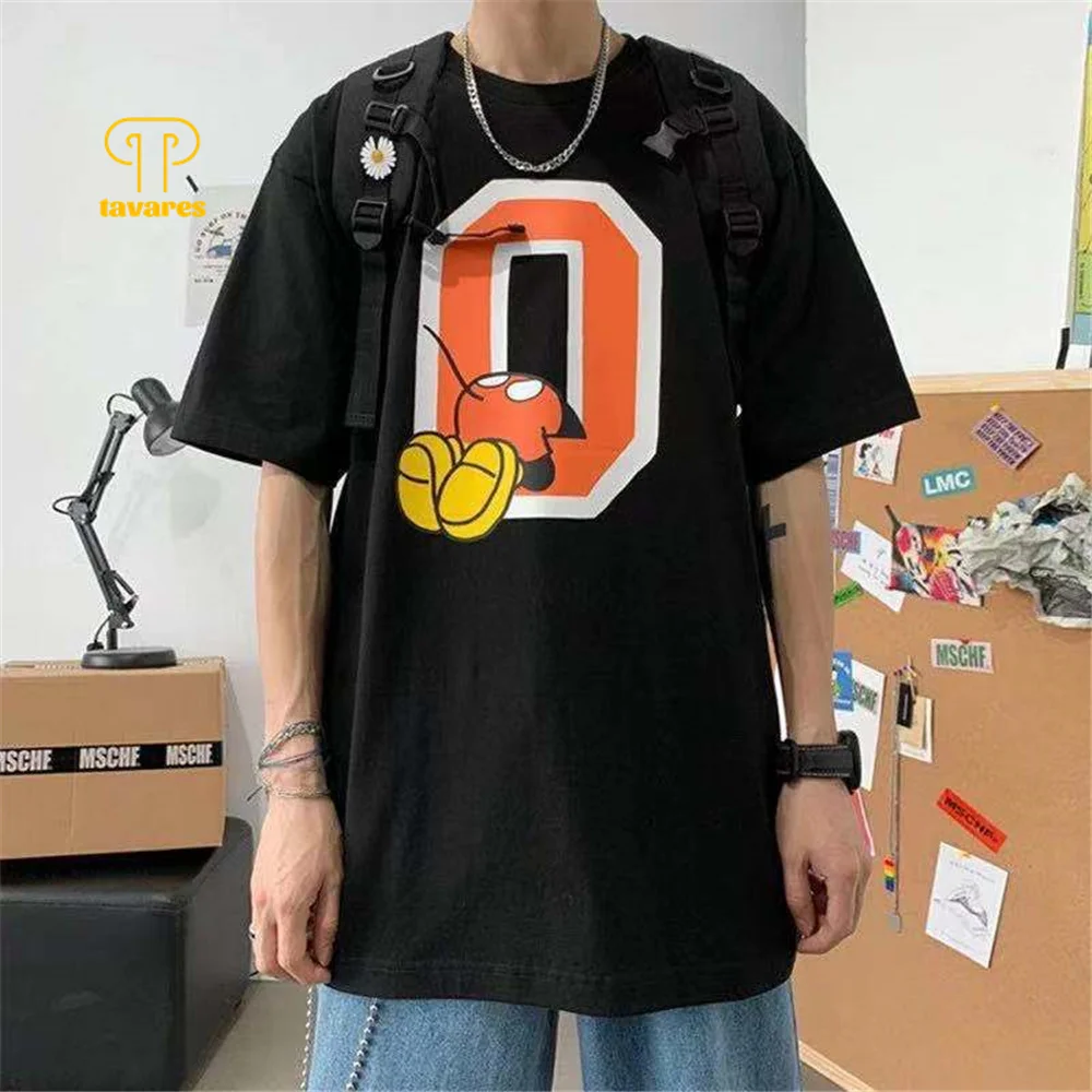 

TAVARES Men Short Sleeve Students all-match Summer Round neck Casual Cotton T-shirt Breathable Loose Clothes