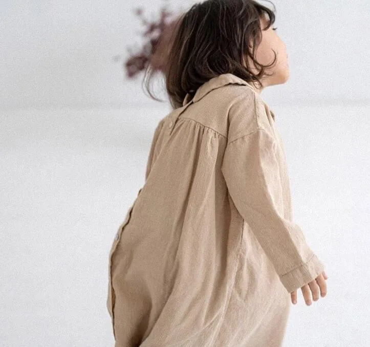 2020 платье для девочек в японском и корейском стиле льняное макси маленьких