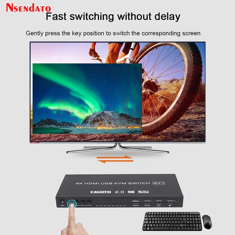 HDMI KVM переключатель 2 порта 4K USB адаптер в 1 выход аудио видео для клавиатуры мыши