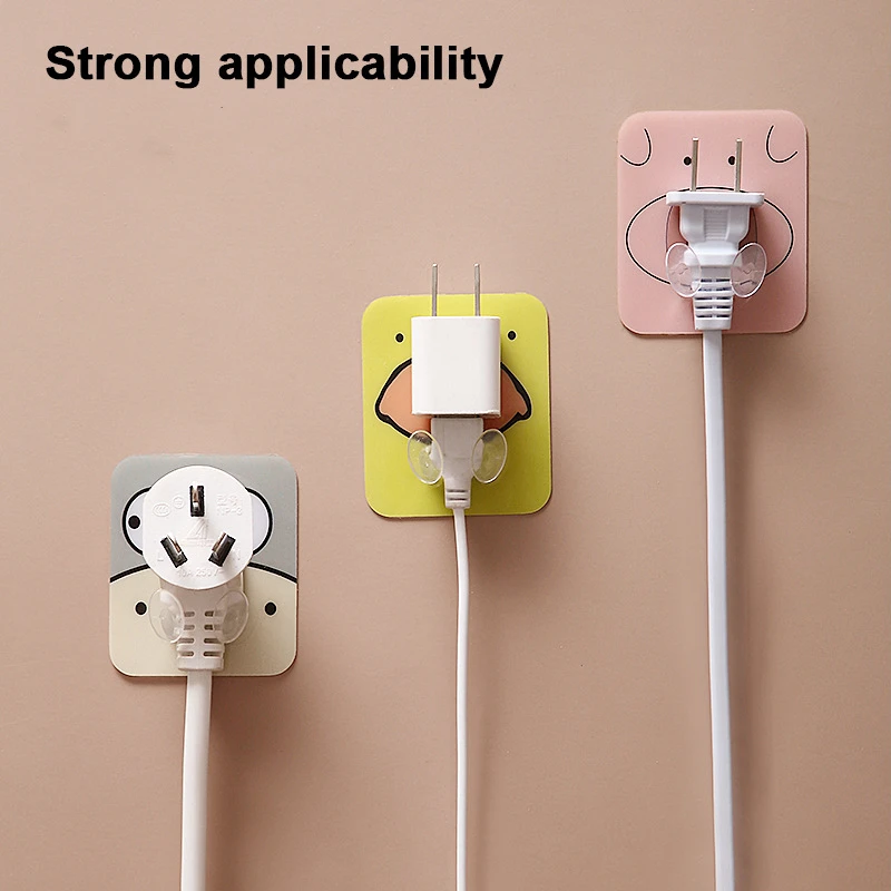 

1Pcs Wall Mounted Storage Hook Punch-Free Power Plug Socket Holder Kitchen Cartoon Animal Socket Hook Power Cord Storage Rack