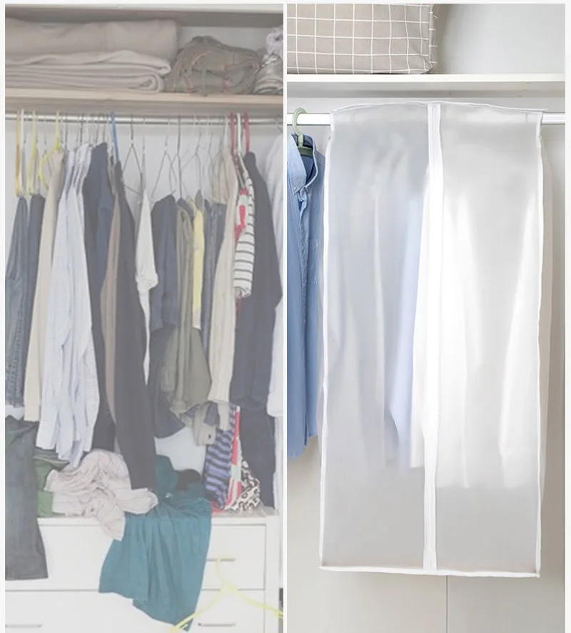 Полностью закрытая сумка для одежды с пылезащитой высокой емкости, подвеской 3D, однотонной прозрачной чехлом на костюм.