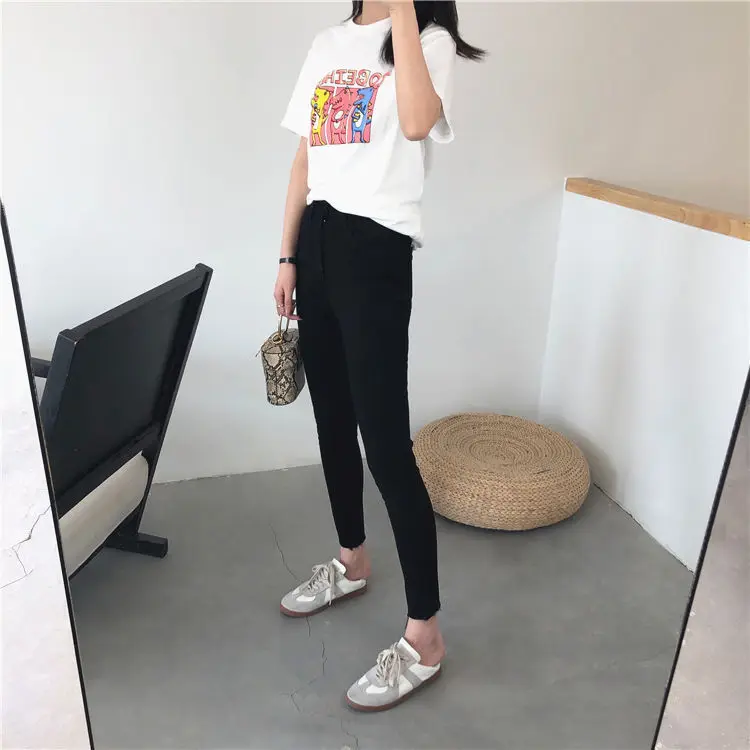 

Woman Jeans Pants Blue Gray Pants Spring Autumn High Waist Skinny Pants Women