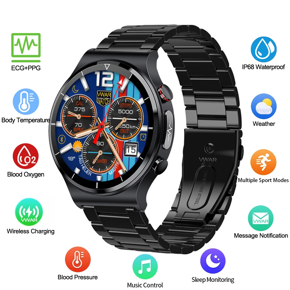 Vwar MAX4 Смарт-часы для здоровья мужчин ЭКГ + PPG температура тела кровяное давление