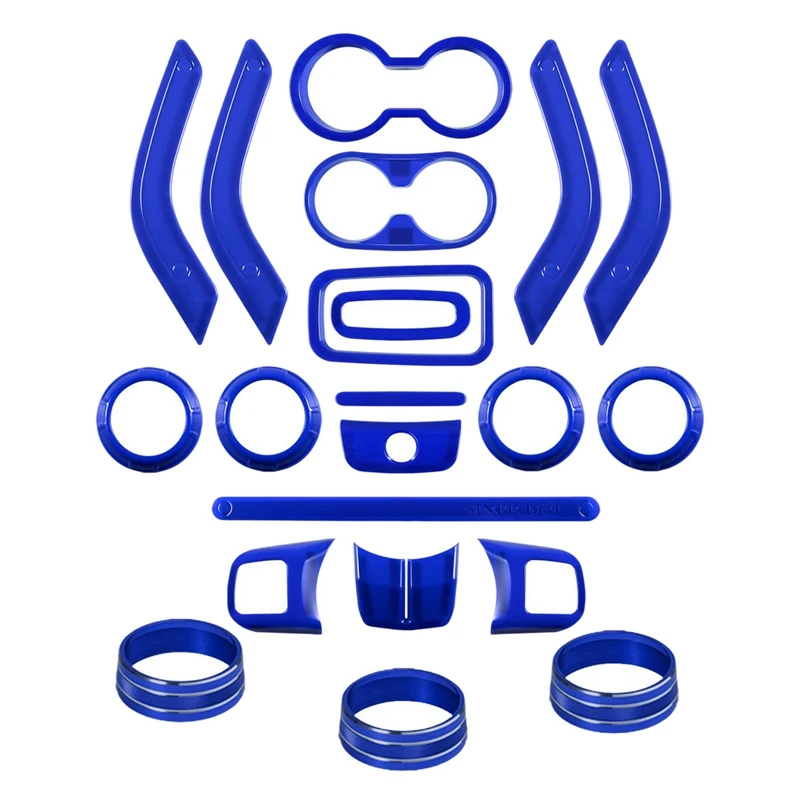 (Blue 21PCs) Car Decoration Steering Wheel Center Console Air Outlet Trim for Jeep Wrangler JK JKU Accessories 2011-18 | Автомобили и