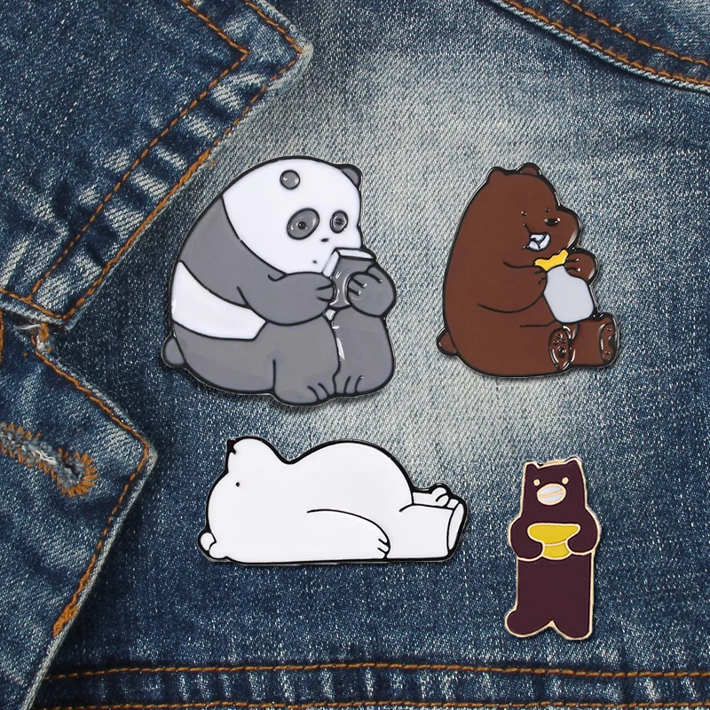 Милые животные мультфильм булавки Голые Медведи Милый гризли панда лед медведь