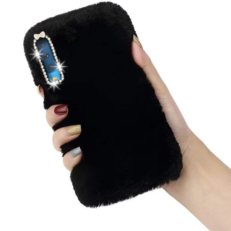 Блестящий бриллиантовый плюшевый чехол с кроличьими ушками для Samsung Galaxy A9 A8 A7 A6 A5