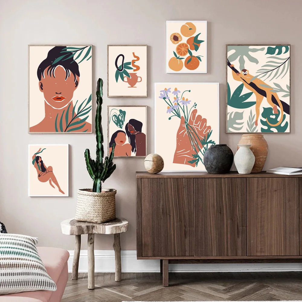 

Nordic abstract art extremely simple style poster figure printing canvas painting office living room home decoration mural