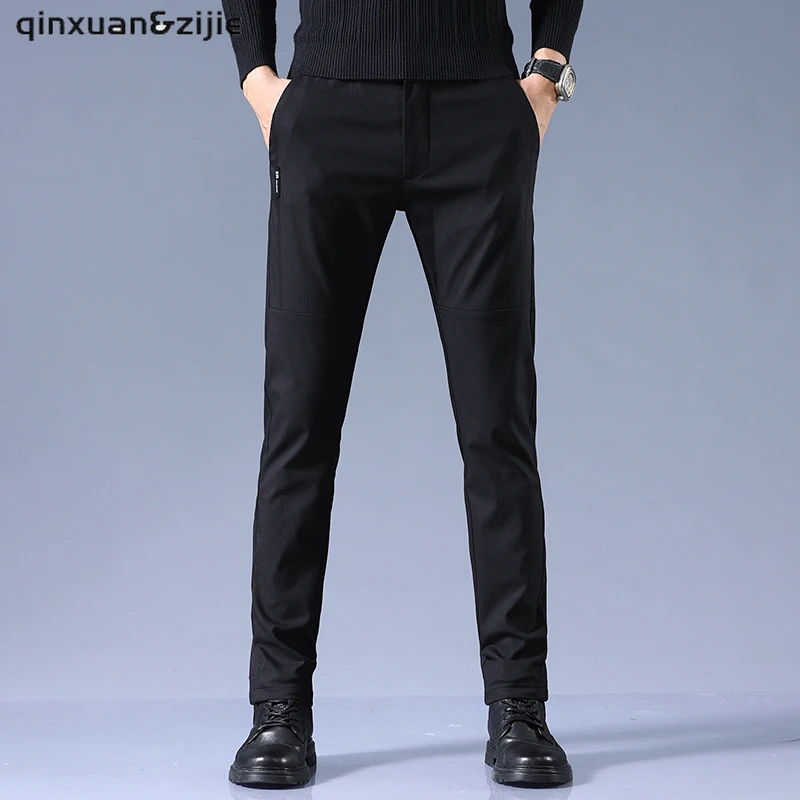 

2021 Brand Solid Mens Casual Pants Plus Size Business Straight Trousers Wedding Work Slim Fit Elegant Stretch Pant Dropshipping