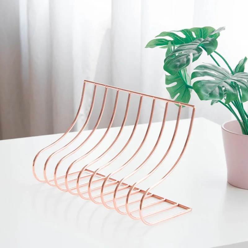 

Creative Metal S Shape Book Stand Stationary Bookends Shelf Holder Book Stand Office Desktop Organizer