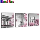 Триптих, полностью алмазная живопись, Парижская башня, розовый цветок, городское строительство, вышивка, полноформатная Алмазная мозаика, Набор для творчества, 3 шт. в наборе