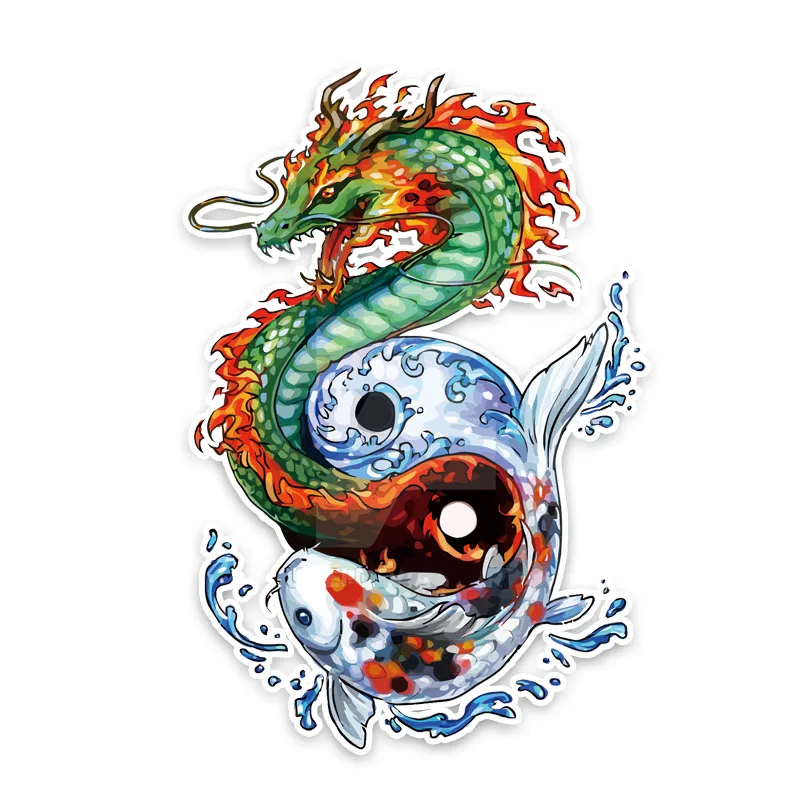

Suitable for All Kinds of Cars Personalized Animal Dragon and Fish PVC Decal Car Sticker 11cmX16cm