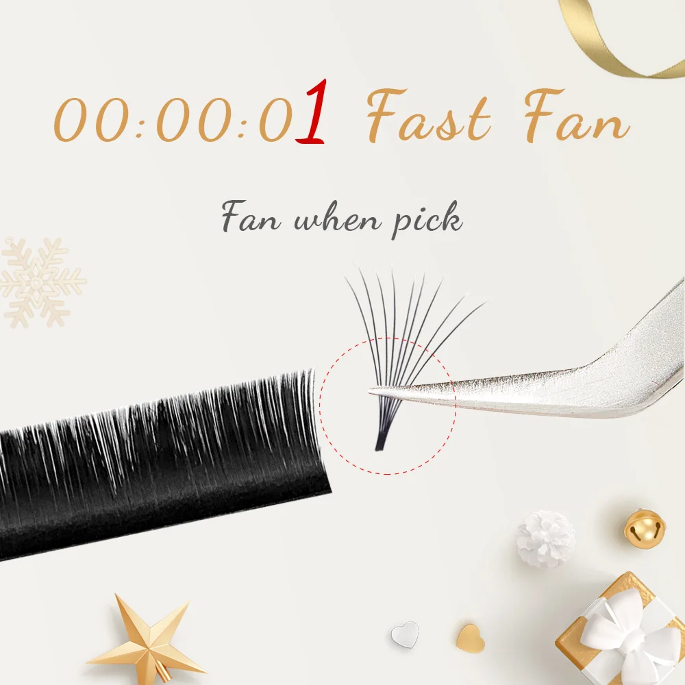 Ресницы Yelix матовые легкие веерообразные накладные мягкие синтетические