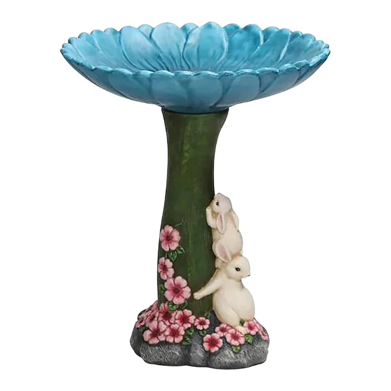 

Bunny Bird Bath Bird Feeder Resin Garden Statue Sculpture Birdfeeder Ornament for Outdoor Garden Patio Decoration