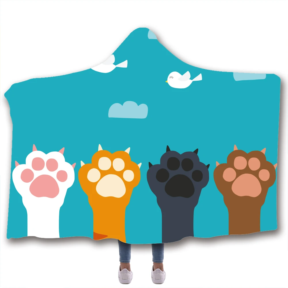 Мягкое одеяло с принтом для домашних животных кошек школы теплое шерстяное