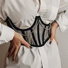 Женский кружевной корсет под грудь, Черный готический корсет под грудь, бандажный Корректирующий топ, моделирующий пояс, пояс для похудения