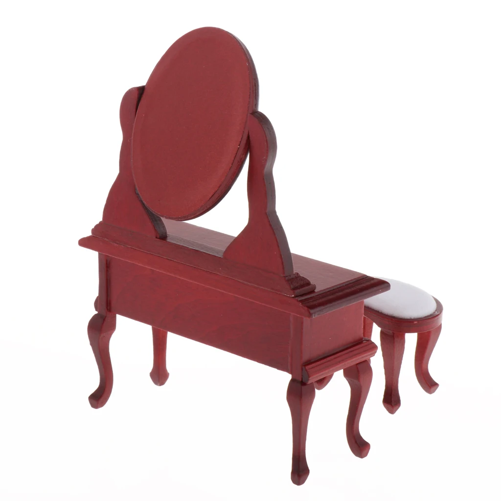 Деревянный Комод с зеркалом ящиками и стулом модель мебели для кукольного домика