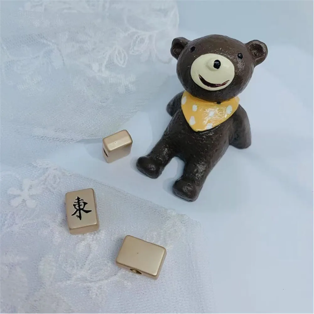 

10Pcs Fashion Mahjong Chinese Character Perforated Pendant For Women Creative Vintage Nation DIY Jewelry Hair Rope Accessories