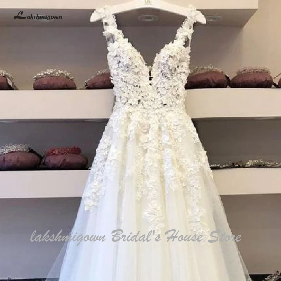 Lakshmigown Vintage Lace Boho Wedding Dress 2020 Vestidos de Boda Deep V Neck Sexy Bridal Dresses Sleeveless Open Back Floor | Свадьбы и