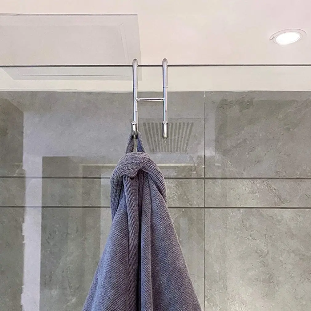

2pcs Shower Door Hooks Towel Hooks Organizer For Bathroom Frameless Glass Shower Door Shower Squeegee Hooks