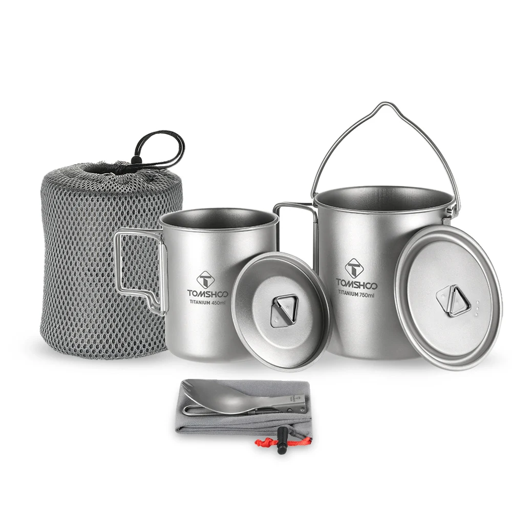 

Camping Titanium Water Mug Cookware Outdoor Survival Coffee Pot Hiking Picnic Backpacking Camping Supplies Cookware Camp