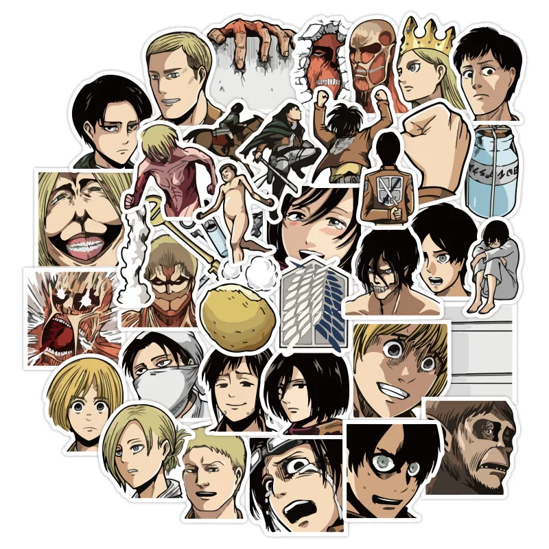 

40Pcs New Attack on Titan PVC Anime Stickers Aesthetic Decoration Waterproof Doodle Cute Trunk Laptop Sticker for Kids