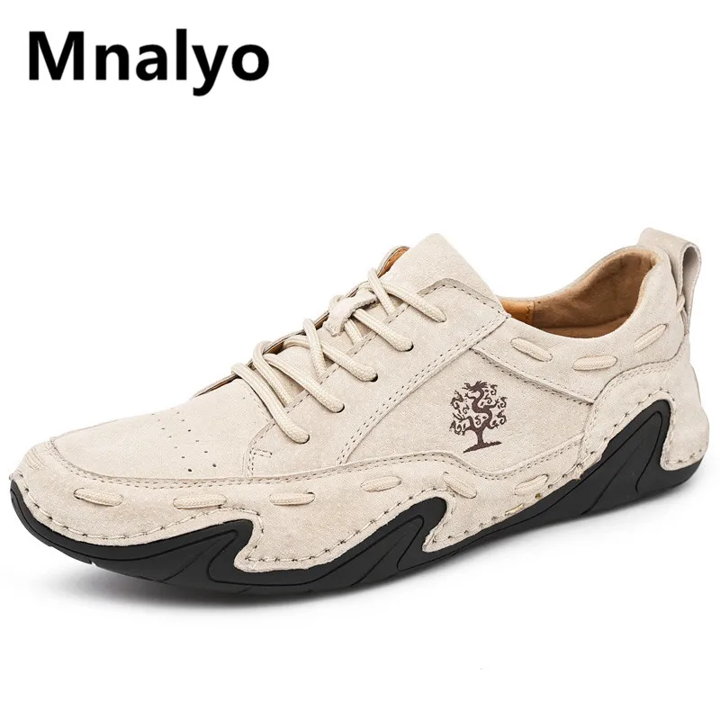 

Suede Genuine Leather Men's Casual Shoes Outdoor Men's Flat Shoes Sneakers Non-slip Men's Driving Shoes Breathable Walking Flats