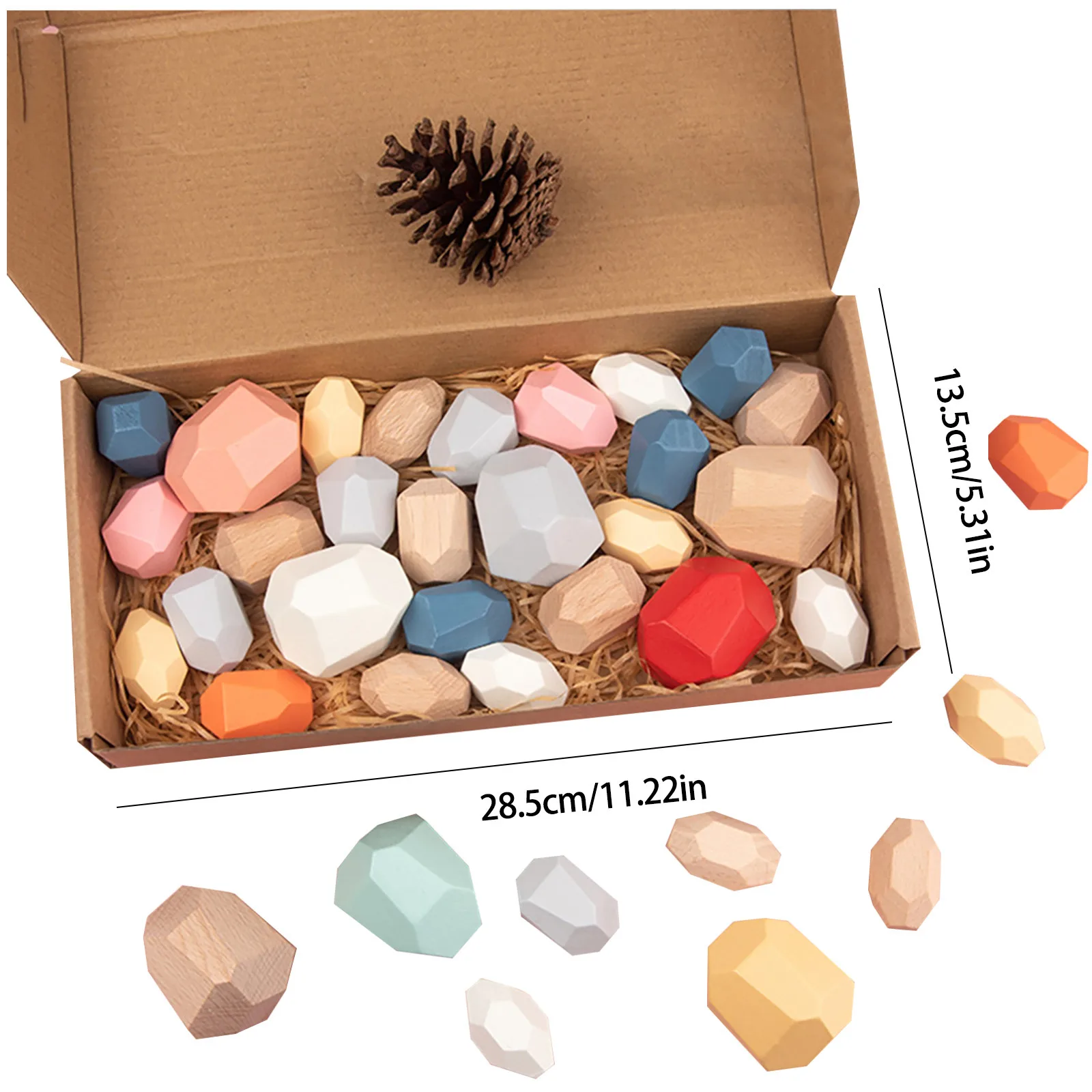 

36PC beech wood color stacked stone combination toy wooden balance weight stacked stone lightweight natural color educational F4