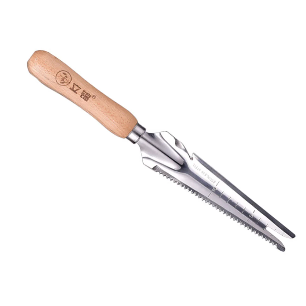

1Pc Multipurpose Root Removing Shovel Root Remover Durable Stainless Steel Weeding Sickle Manual Weeder with Wooden Handle for