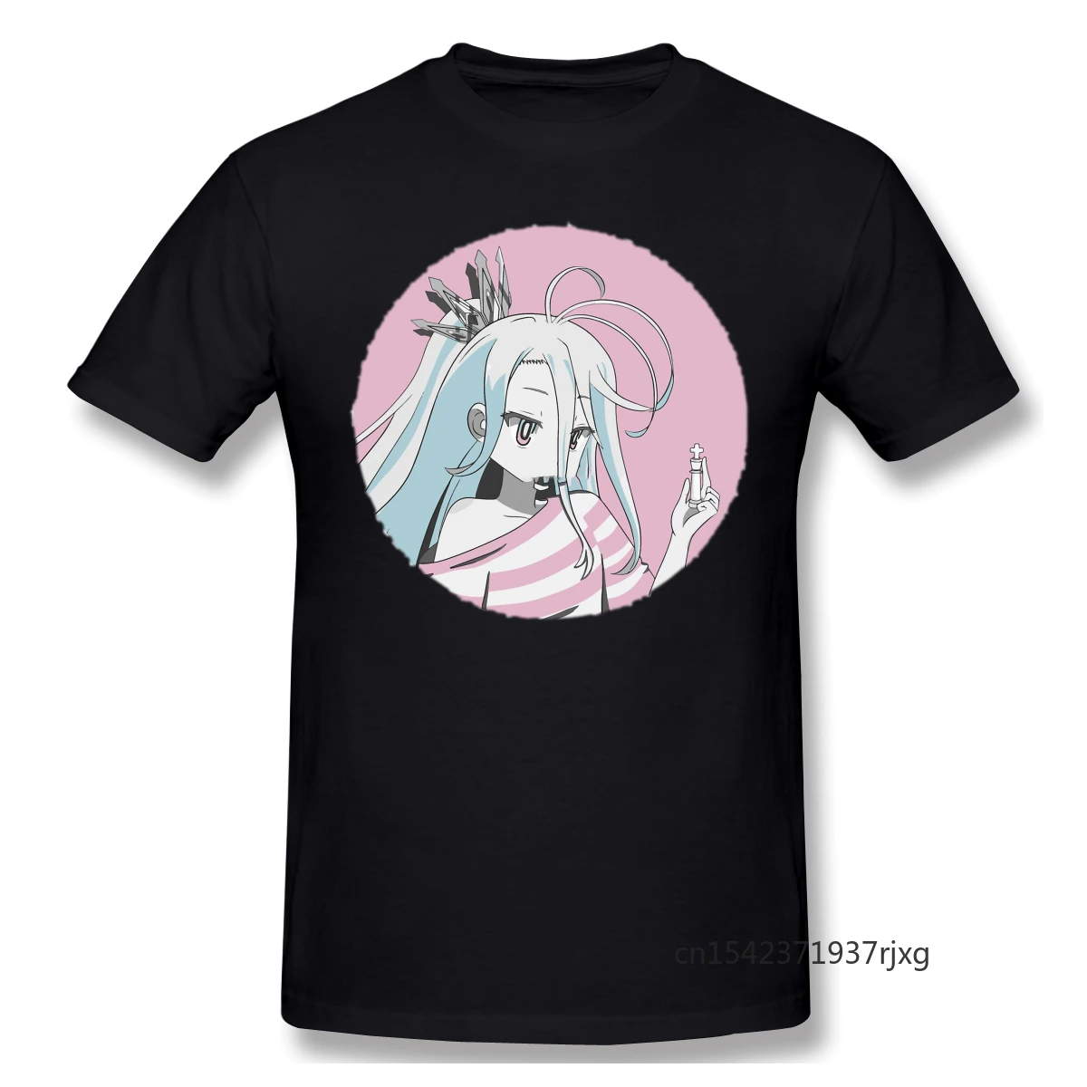 

No Game No Life T-Shirts for Men No Game No Life Shiro Funny Crewneck T Shirt Anime T Shirt Graphic Tees O-Neck Four Seasons
