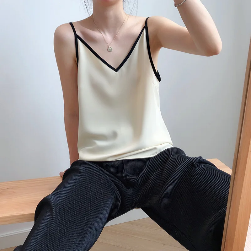 

Nurmore Spaghetti Strap Top Women Halter V Neck Basic Cami Sleeveless Tank Tops Women Summer Sexy Camisole Vests