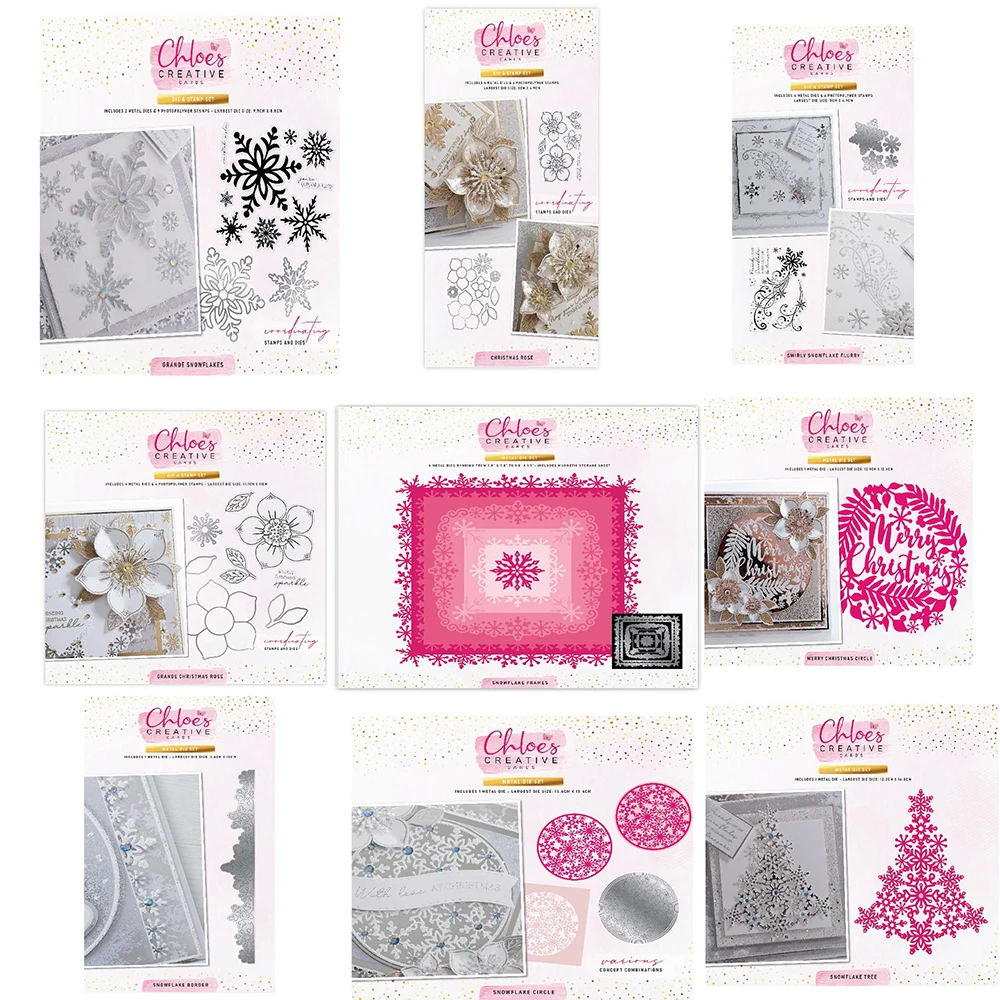 

New 2021 Pretty Snowflakes Merry Christma Metal Cutting Dies and Stamps Diy Scrapbooking Card Stencil Paper Cards Handmade