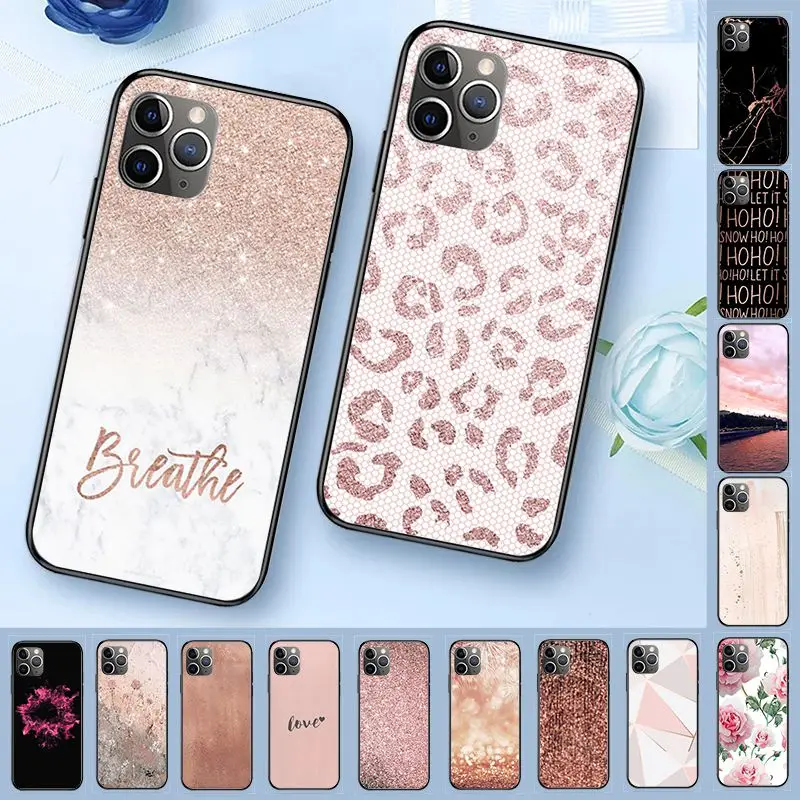 Чехол для телефона розовое золото ТПУ мягкий силиконовый черный чехол iPhone 11 pro XS