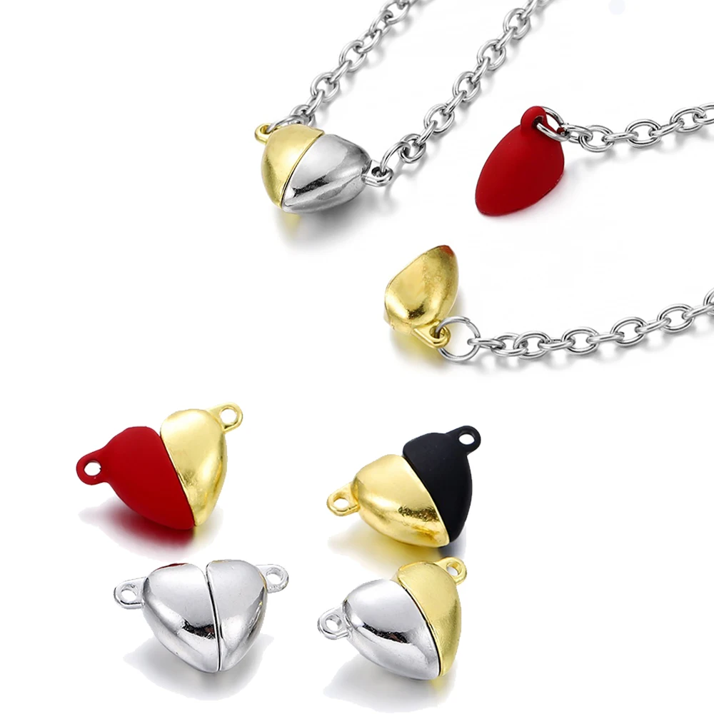

5 Set/Bag Love Heart Magnetic Clasps End Chain Bracelet Connected For DIY Couple Bracelet Necklace Jewelry Making Accessories