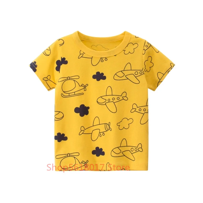 

Children kids T-shirt Baby Boys Girls Animal Print Dinosaur T Shirt Tops tees Cartoon Kids Yellow t-shirts Clothes 2-7 Years