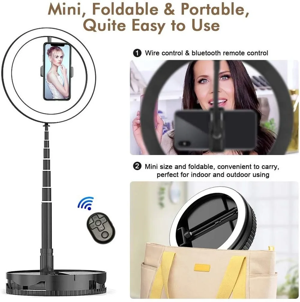 Приглушаемый кольцевой светильник светодиодный 10 дюймов со штативом держатель